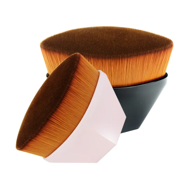 Two dense oval foundation brushes