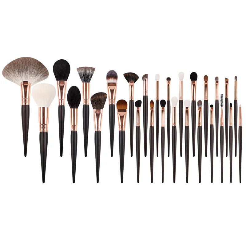 Professional black and rose gold 24-piece face and eye brush collection