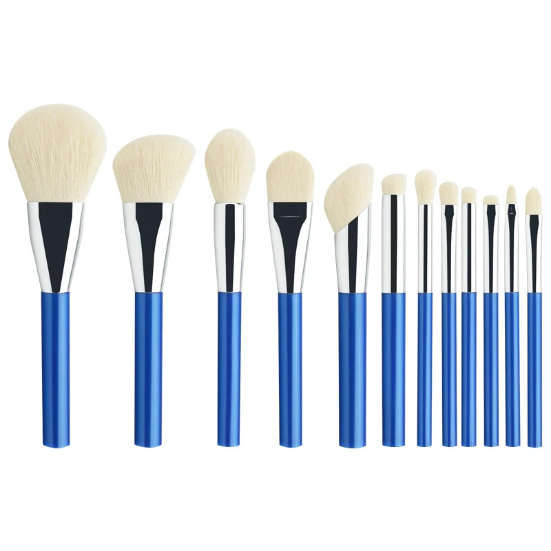 Full lineup of the blue makeup brush set